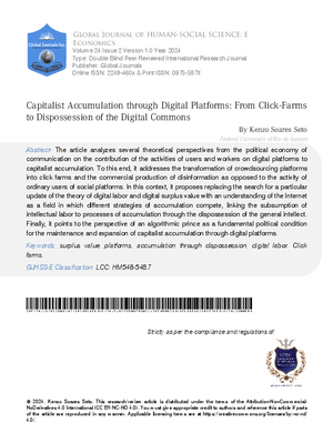 Capitalist Acumulation through Digital Platforms: From Click-farms to Dispossession of  the Digital Commons