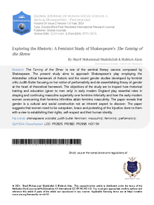 Exploring the Rhetoric: A Feminist Study of Shakespeare’s The Taming of the Shrew