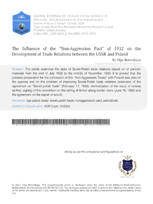 The Influence of the “Non-Aggression Pact” of 1932