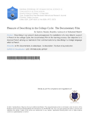 Pleasure of Describing in the College Cycle