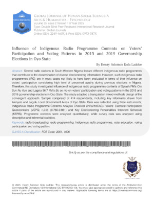  Influence of Indigenous Radio Programme