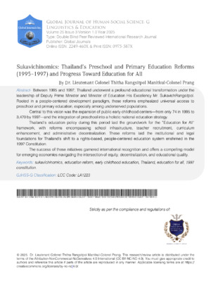 Sukavichinomics: Thailand’s Preschool