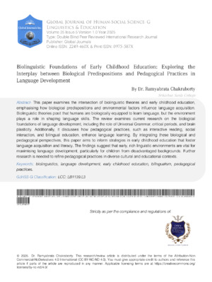 Biolinguistic Foundations of Early Childhood