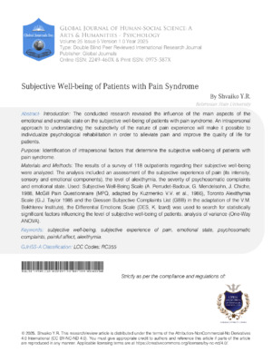 Subjective Well-Being of Patients