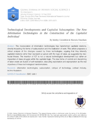  Technological Developments and Capitalist Subsumption